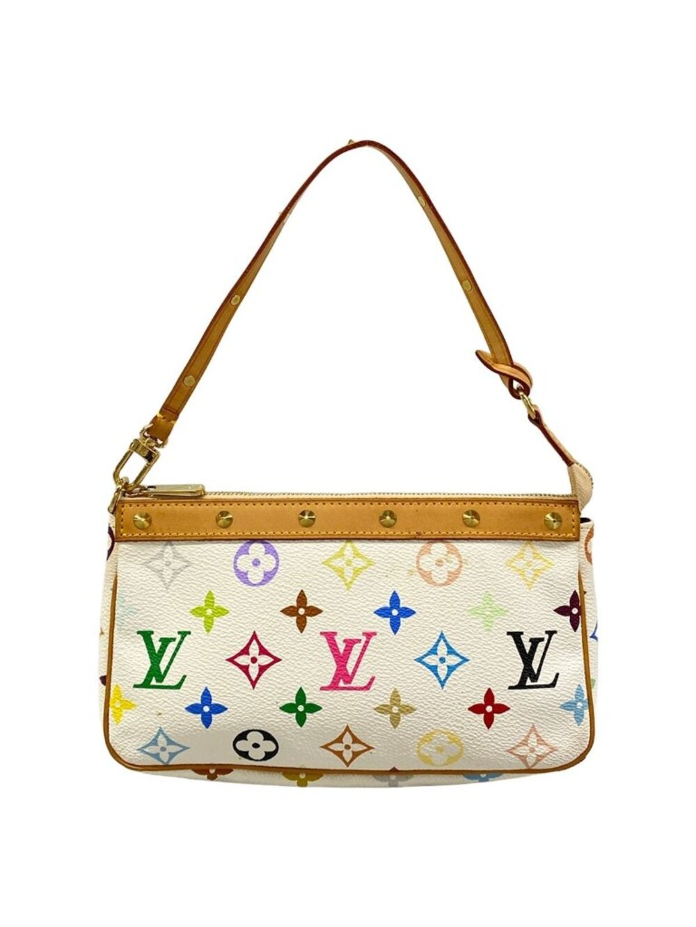 Louis Vuitton Handbag Monogram Multicolor Pochette Accessoires Blanc Leather
